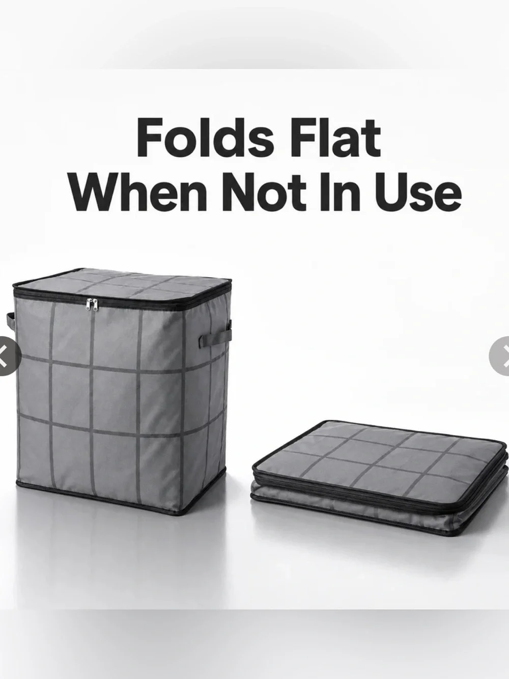 Gray Foldable Fabric Storage Bin with Zippered Lid - Home Storage & Organization